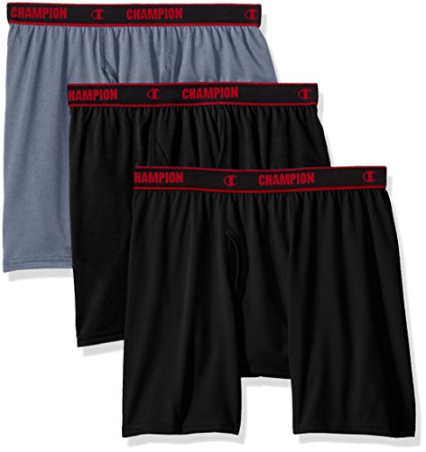 Champion Men's Active Performance Boxer Brief, Stormy Night/Black, Medium