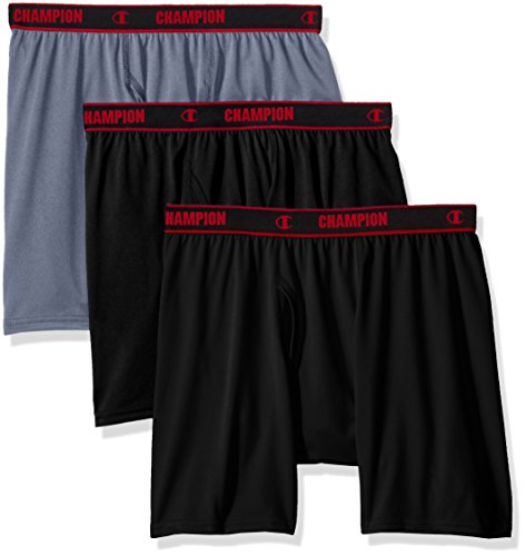 Champion Men's Active Performance Boxer Brief 3Pack,Black/Stormy Night/Black,Medium