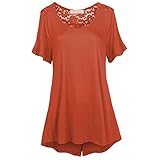 Women's Scoop Neck Short Sleeve Floral Lace Tulip Back High Low Plus Size Top