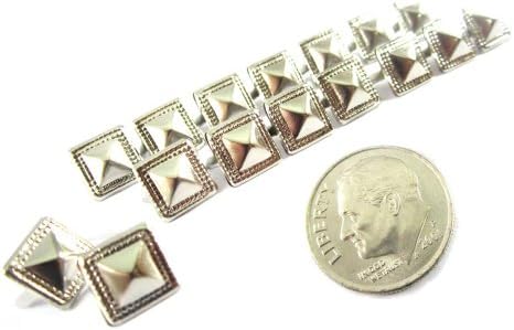 100 pcs - 7/16 inches Nailheads Spots Silver Pyramid Studs - 2 Prong (2 legs) Square Stud Spike - for DIY Leather craft , bag , shoes , on clothes fashion