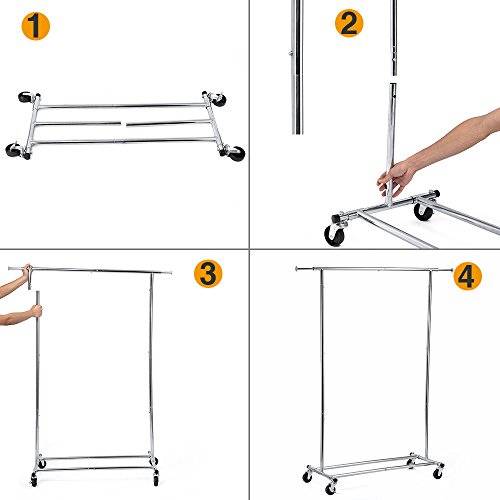 image for HOUSE DAY Portable Clothing Garment Rack Heavy Duty Rolling Clothes Ra