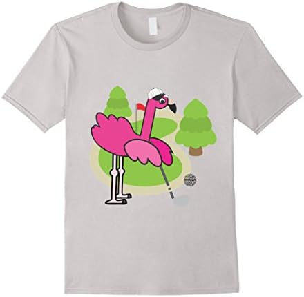 Mens Flamingo Play Golf T-Shirt XL Silver
