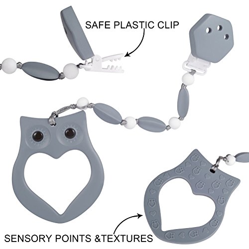 image for MOLICUI Baby Teething Toys BPA Free Silicone Owl Teether with Pacifier