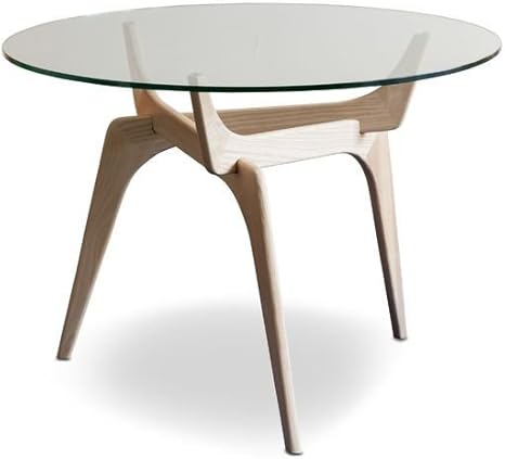 Pib Dining Tables Glass Parkano Retro Lines Of An Artistic Round Glass And Wood Round Table Amazon De Kuche Haushalt