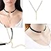 Tpocean 14 PCS Double Layer Lace Velvet Choker Set Necklace Leather Pink Floral Choker for Women Girls Teens Party Choker Jewelry Set Gifts