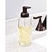 mDesign Modern Glass Refillable Foaming Soap Dispenser Pump Bottle for Bathroom Vanity Countertop, Kitchen Sink - Save on Soap - Vintage-Inspired, Compact Design - 2 Pack - Clear/Bronze & Frost/Bronze