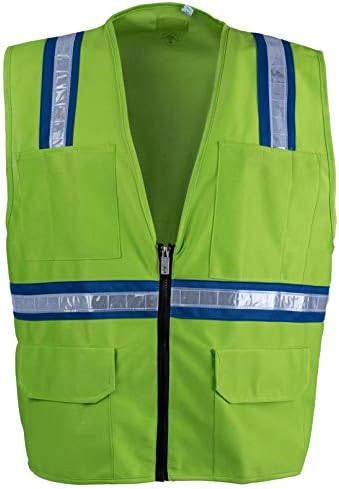 Safety Depot Safety Vest High Visibility Reflective Tape with 4 Lower Pockets, 2 Chest Pockets with Pen Dividers 1955A (Light Green, Small)