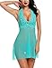 Avidlove Women Halter Lace Babydoll Mesh Sexy Lingerie Set Nightwear, Small, Green Eba