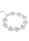 Godyce Hawaiian Plumeria Flower Bracelet for Women Girl Sterling Silver Plated Jewelry Gift