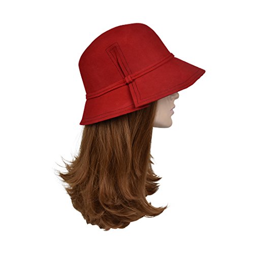 Ladies Vintage Wool Felt Derby Bowler Hat - Red