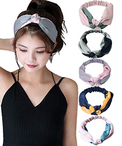 Yokoi Women Headband Boho Vintage Floral Criss Cross Elastic Wrap Hair Band #2