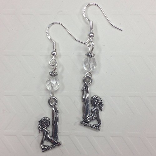 Gymnastics or Gymnast Charm Earrings, on sterling silver Earwires - Thumbnail 2