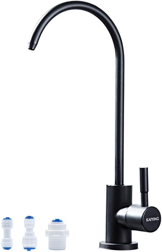 KAIYING RO Water Faucet, Lead-Free Pur Water Filter Faucet for most Reverse Osmosis Units, Kitchen Bar Sink Drinking Water Purifier Faucet, SUS304 Stainless Steel, Black - - 