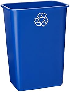 Image of United Solutions EcoSense WB0069 Blue Plastic 41 Quart Recycling Indoor Wastebastket-10.25 Gallon EcoSense Blue Recycling Trash/Refuse Can in Blue