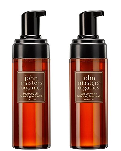 John Masters Organics Bearberry Skin Balancing Face Wash (Pack of 2) with Certified Organic Aloe Vera Leaf Juice, Willow Bark Extact, Sugar Cane Extract, Bilberry Extract and Peppermint Oil, 6 fl. oz.