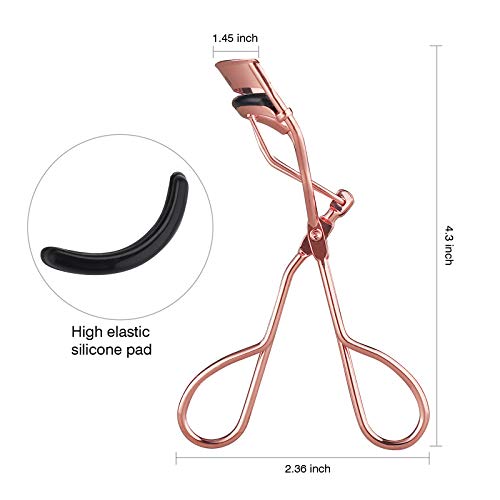 Professional Eyelash Curler - With Satin Bag & Refill Pads, Rose-gold,1 Count