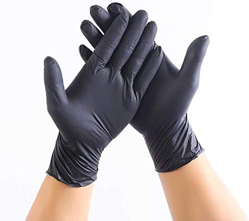 Disposable gloves | Latex-Free Gloves| Black| 100 Pieces in a Box | Ideal for Hygienic Areas Powder Free (M)