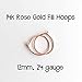 Little 14k Rose Gold Fill Hoops. 12mm 24 Gauge Extra Thin and Comfortable Hypoallergenic Hoop Earrings for Day and Night Wear