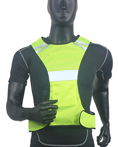 Ueasy High Visibility Running Cycling Safety Vest Reflective Vest With Reflective Stripes (Yellow)