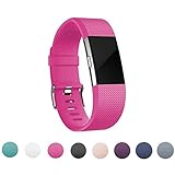 Bands for Fitbit Charge 2, Classic Fitness Replacement Accessories Wrist Band for 2016 Fitbit Charge 2 HR Hot pink