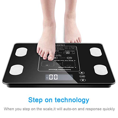 DLMZY Digital Body Weight Bathroom Scale Digital Bathroom Scale Digital Body Fat Scale Health Analyser Fat Muscle BMI Black (Ships from US Warehouse)