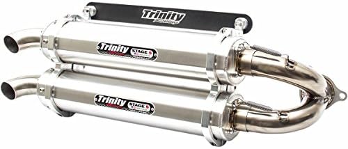 Trinity Stage 5 XP Turbo Slip-On Exhaust - Dual (Brushed Aluminum) Compatible with 16 Polaris RZRXPTURBO