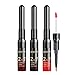Matte Liquid Lipstick Lip Liner Set, QiBest 3 Pcs Double End 2 in 1 Red Burgundy Color Waterproof Long Lasting Durable Non-Stick Cup Lip Gloss Makeup Kit (Goth)