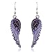 EVER FAITH Angel Wing Hook Earrings Austrian Crystal Amethyst Color Purple Silver-Tone