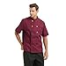 TopTie Short Sleeve Chef Jacket Kitchen Cook Coat Stripe Uniforms-Red-M