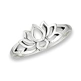Oxidized Lotus Flower Filigree Vintage Ring .925 Sterling Silver Band Size 7