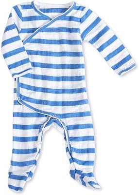 aden + anais Kimono Body Suit (3 to 6 Months, Long Sleeve, Ultramarine Blazer Stripe, 1-Piece)