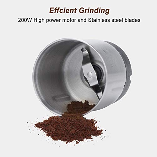 Lknjll. Elektrische Kaffeemühle, 200w Kaffeebohnenschleifer mit Edelstahlklingen, 120g – Bild 6
