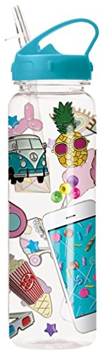 Iscream  funky flair  flip-top, bpa free, 21.9 oz water bottle