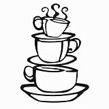 Adorox Coffee House Cafe Cup Java Silhouette Metal Wall Art (Black (1 Pack))