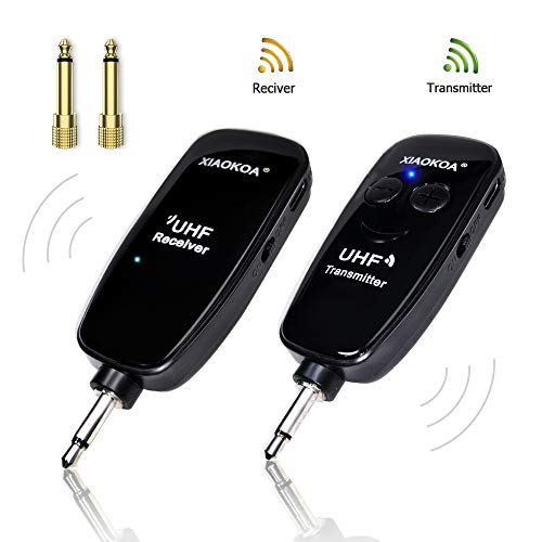 Wireless Guitar System, XIAOKOA Rechargable Transmitter and Receiver, UHF 50M Transmission Range for Electric Guitar, Bass, Violin, Speakers, Voice Amplifier, PA System
