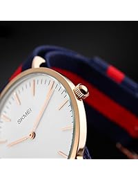 Reloj de pulsera analógico de cuarzo para hombre de acero inoxidable con esfera fina, correa de nailon de varios colores reemplazable