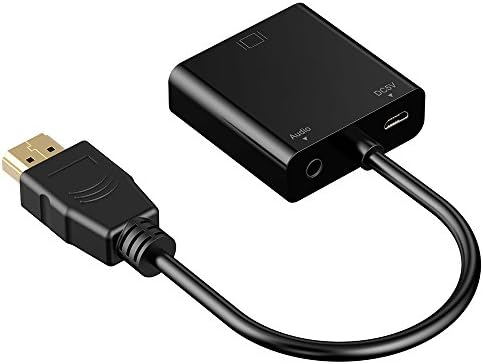 HDMI to VGA, 1080P with Audio Port, Keliiyo Gold-Plated Active HDMI HDTV to VGA Adapter Converter Male to Female with Micro USB and 3.5mm Audio Port Cable (black) …