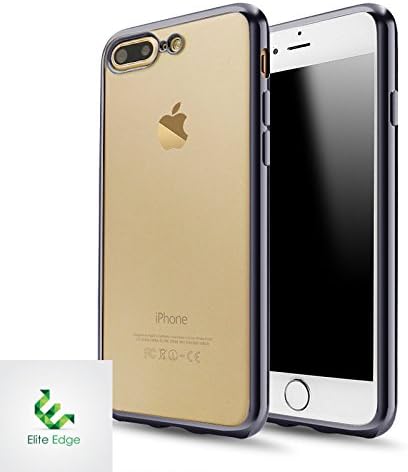 Gel Case For iPhone 7 Plus, 5.5" - Chrome Colors w/ Clear Back, Strong TPU Material (Chrome Gunmetal)