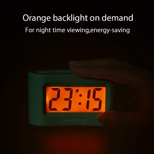 Reacher Mini Battery Operated Alarm Clock - Simple Basic Operation, Snooze, Backlight, Display ON/Off, Perfect for Travel, Desk, Shelf, Bedside, Mint Green - Thumbnail 5