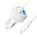 Anker Ultra-Compact 24W 2-Port Car Charger PowerDrive 2 Elite with Lightning Connector for iPhone XS/Max/XR/X/8/7/6/Plus, iPad Air 2/Mini 4, PowerIQ for Galaxy S Series, Note, LG, Nexus, HTC and More