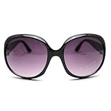 HuntGold 1X Lady Girl Popuplar Graceful Sunglasses Retro Vintage Big Frame Goggles Shades Eyeglass(bright black)