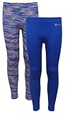 Body Glove Girl's 2 Piece Athletic Stretch Active Leggings 7/8 Blue/Multi