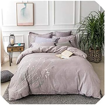 Tt Lemon 綿100 フラワーバタフライテクスチャ寝具セット 刺繍布団カバーセット ベッドシーツ 枕カバー クイーン キングサイズ 4ピース Mxg2