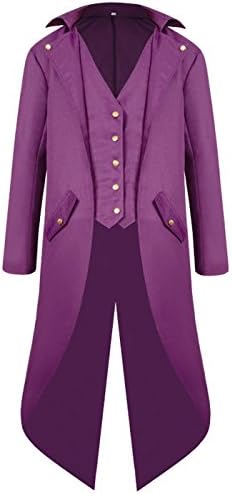 Mens Gothic Tailcoat Steampunk Jacket Victorian Costume Tuxedo Uniform Halloween Costume