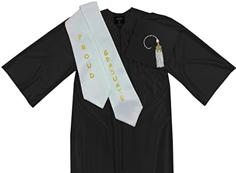 CollegeFashion Kindergarten Graduation Gown, Cap, Stole, Bling Year Charm Tassel, Shiny Packages, size 36, black