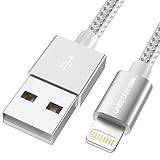 UNBREAKcable iPhone Charger Cable 2 Meters - [Apple MFi Certified] Nylon Braided USB to Lightning Fast Charging Cord Compatible with iPhone XS MAX XR XS X 8 7 6s 6 Plus SE 5s 5c, iPad iPod - Silver