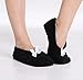 Pembrook Fuzzy Soft Coral Fleece Slippers – Black - Medium (7-8) – Ballet Style with Non-Skid Sole – Faux Shearling Lining - Great Plush Slip On House Slippers for Adults, Women, Girls