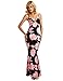 Ninimour Womens Vintage Flowers Deep V-Neck Beachwear Party Maxi Dress Pink L