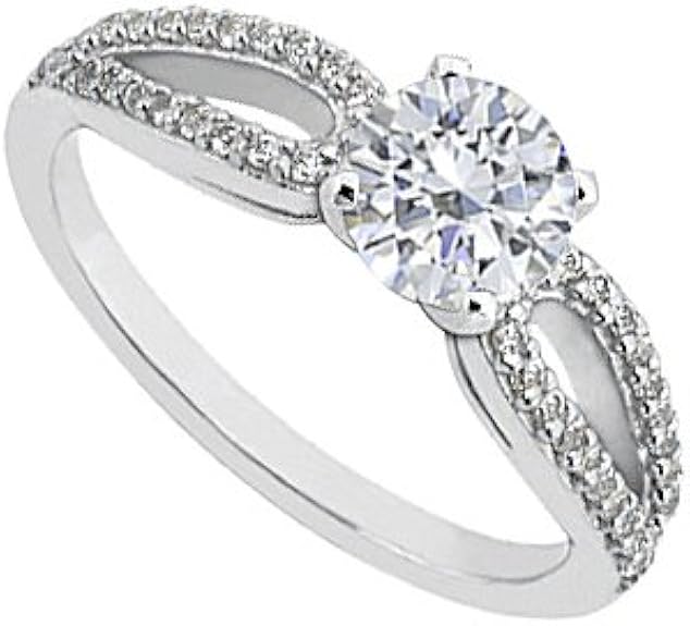 Sterling Silver Cubic Zirconia Engagement Ring 0.75 Carat Total Cubic