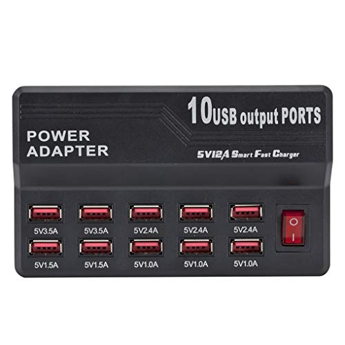 Tralntion US Plug 12A 12 Port USB Cable Charger HUB Speed Smart Charging Adapter Multi USB Charging Station